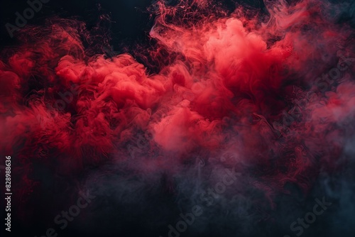 Smoke cloud in red color, on a black background, high quality, high resolution