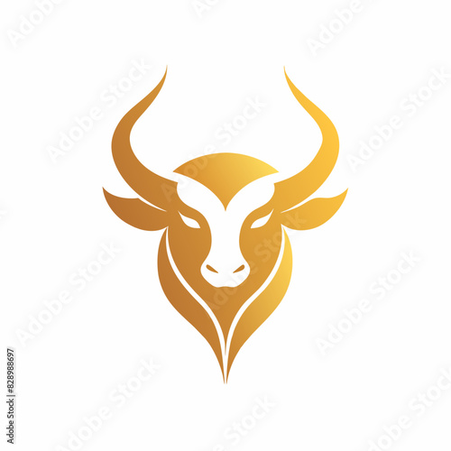 a minimalist golden Bull logo vector art illustration   icon logo © Merry