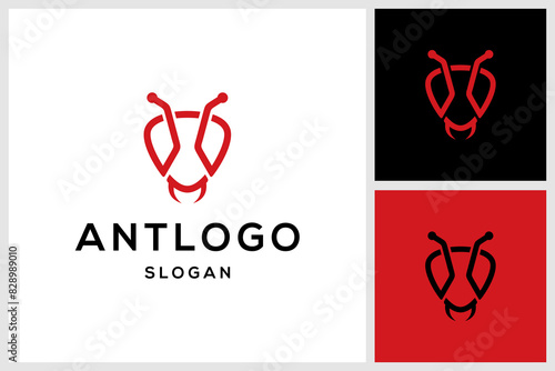 Ant logo design with line art abstract