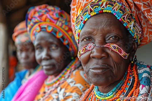 Samburu women colorful beaded jewelry captured with 85mm f14 lens photo