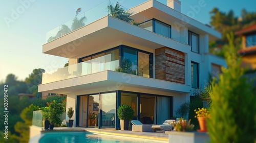 Large White House With Front Pool