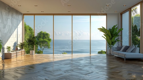 Living Room With Large Ocean-Facing Window