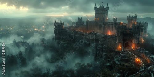 Majestic Castle at Twilight, generative ai
