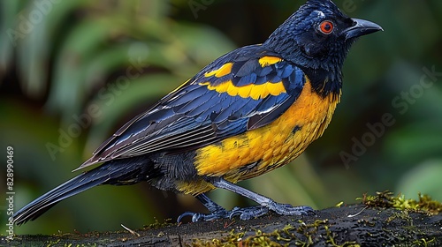 adult male Bishops Moho bishopi with black and yellow plumage extinct native to Hawaii North America photo