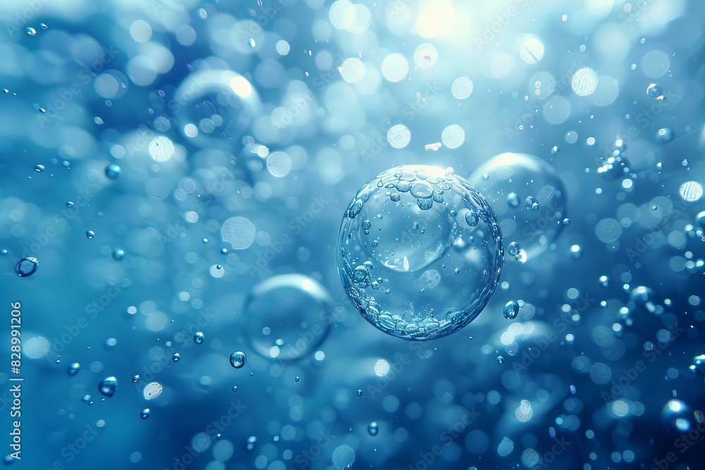 An image of a lot of blue bubbles, high quality, high resolution