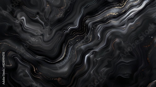 Abstract black marble texture background with golden swirls, elegant and luxury design for wallpaper or print.