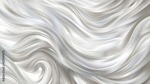  3D wallpaper white background, white silk waves in a swirl pattern in the style of elegant, soft and dreamy texture. 