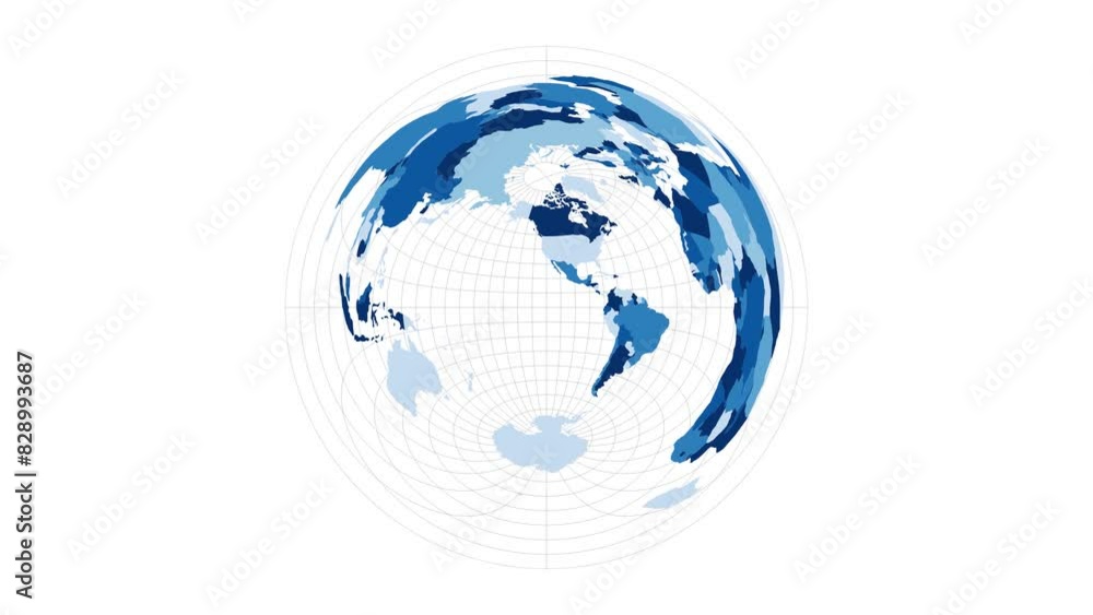 World Map. Azimuthal equidistant projection. Loopable rotating map of the world. Authentic footage. World Map. Azimuthal equidistant projection. Loopable rotating map of the world. Authentic footage.
