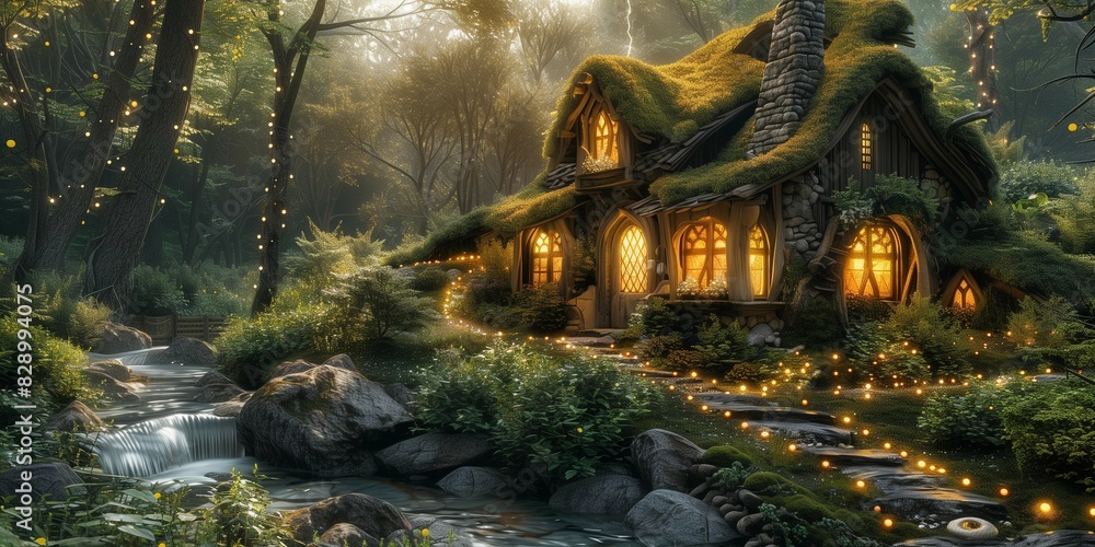 Obraz premium Enchanted Forest Hideaway, generative ai