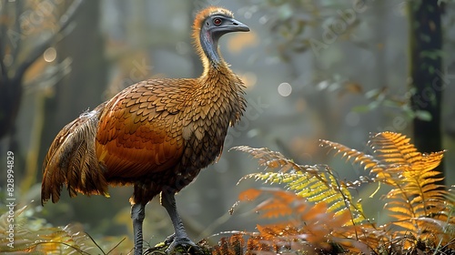 adult male Great Moa Dinornis robustus with brown plumage extinct native to New Zealand Oceania photo