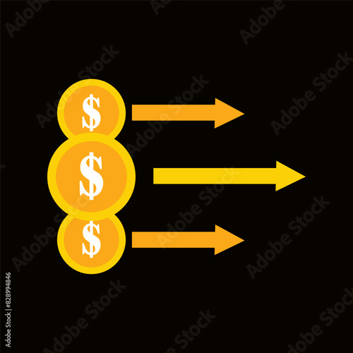 Dollar Vector illustration on a transparent background. Premium quality symmbols. Line Color vector icons for concept and graphic design.