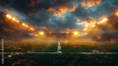 Illuminated Stadium at Night