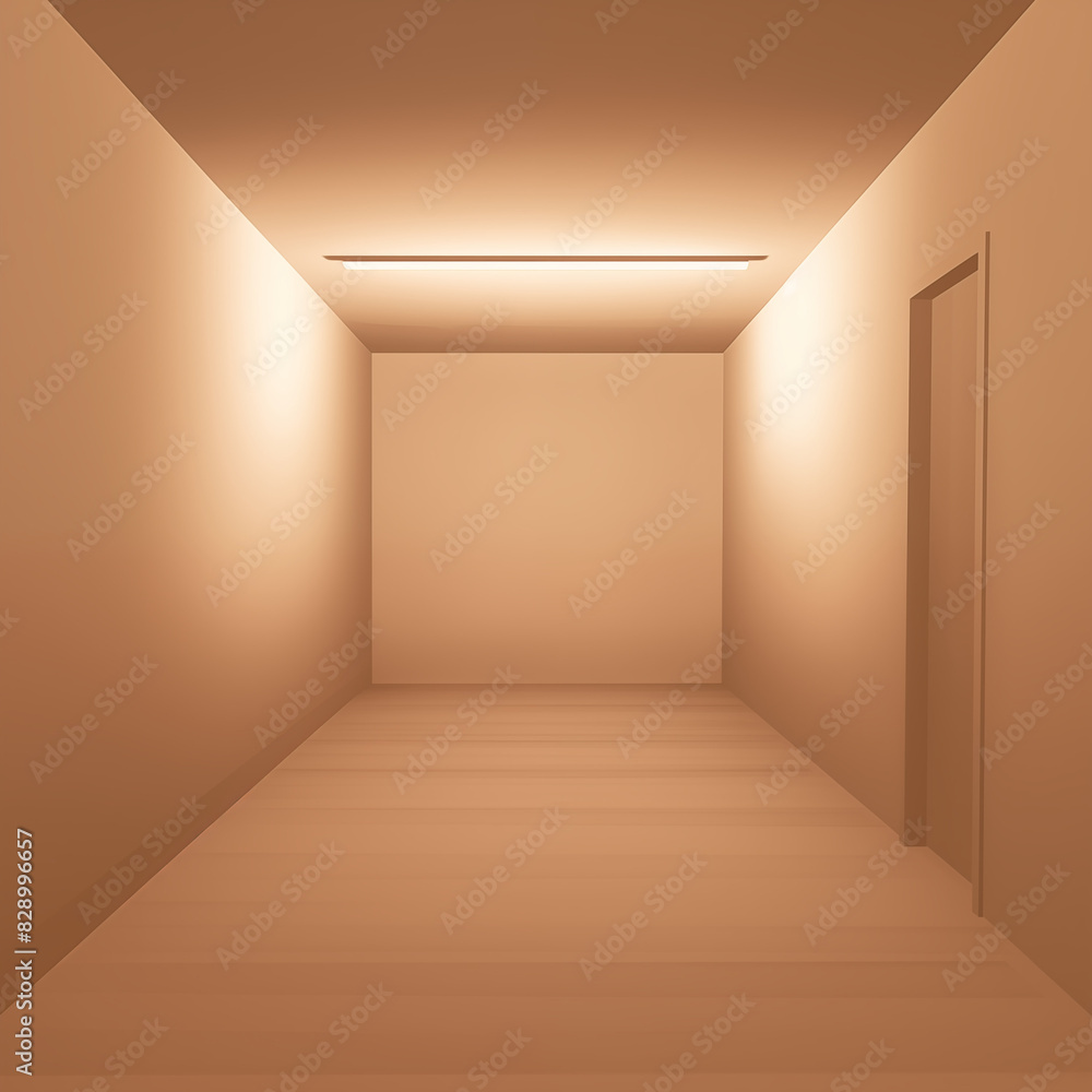 Fototapeta premium Minimalist Empty Room, Brown Tones, Soft Lighting