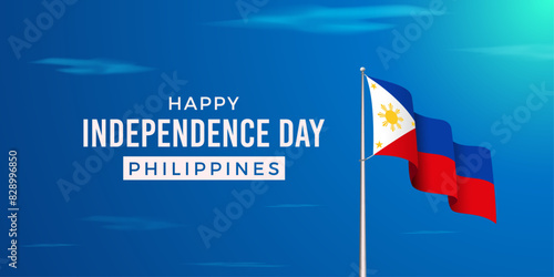 Philippines Independence Day Banner with Flag background. Vector Illustration template. Happy Independence Day Philippines. Holiday Banner.