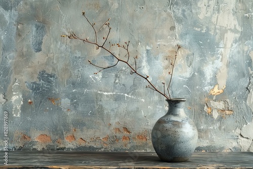 Digital image of  vase contains a branch of a plant, high quality, high resolution photo