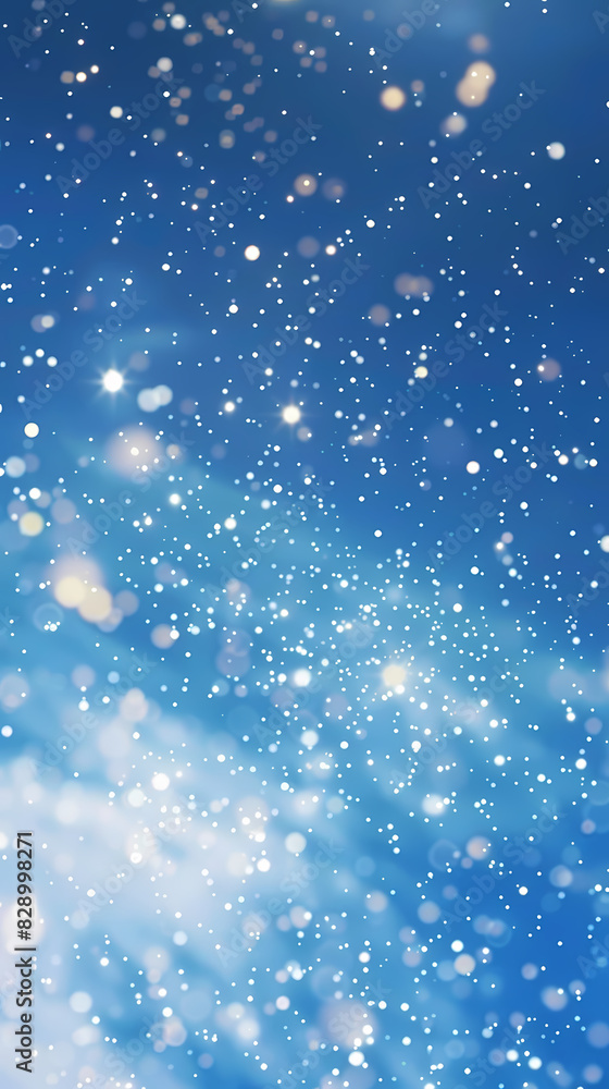 Fototapeta premium Starry sky background with tiny glowing particles and bokeh lights