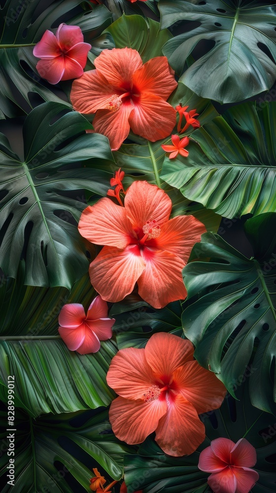 Cluster of Pink Flowers With Green Leaves Cluster of Pink Flowers With Green Leaves