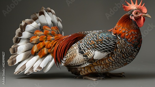 adult male Heath Hen Tympanuchus cupido cupido with brown and white plumage extinct native to the United States North America photo