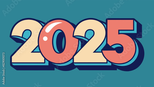Stylish "2025" in retro colors with bold typography, bringing a classic yet fresh vibe to New Year celebrations.