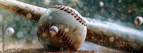 close-up of a baseball bat hitting a ball. Selective focus photo