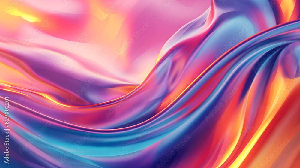 Abstract fluid iridescent holographic neon curved wave in motion colorful background. 3D render gradient design element for clean backgrounds Abstract fluid iridescent holographic neon curved wave in motion colorful background. 3D render gradient design element for clean backgrounds