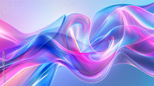 Abstract fluid iridescent holographic neon curved wave in motion colorful background. 3D render gradient design element for clean backgrounds