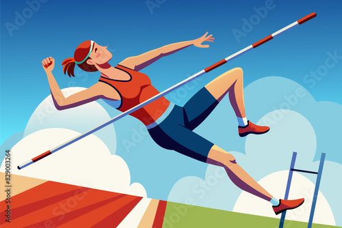 a man is running with a pole in his hand