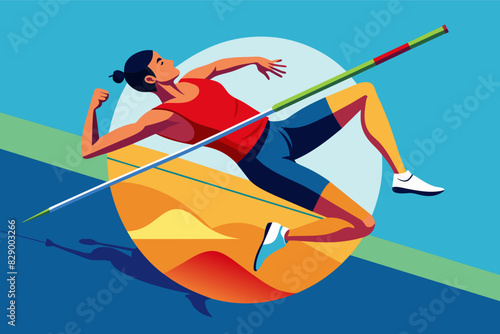 a man is running with a pole in his hand