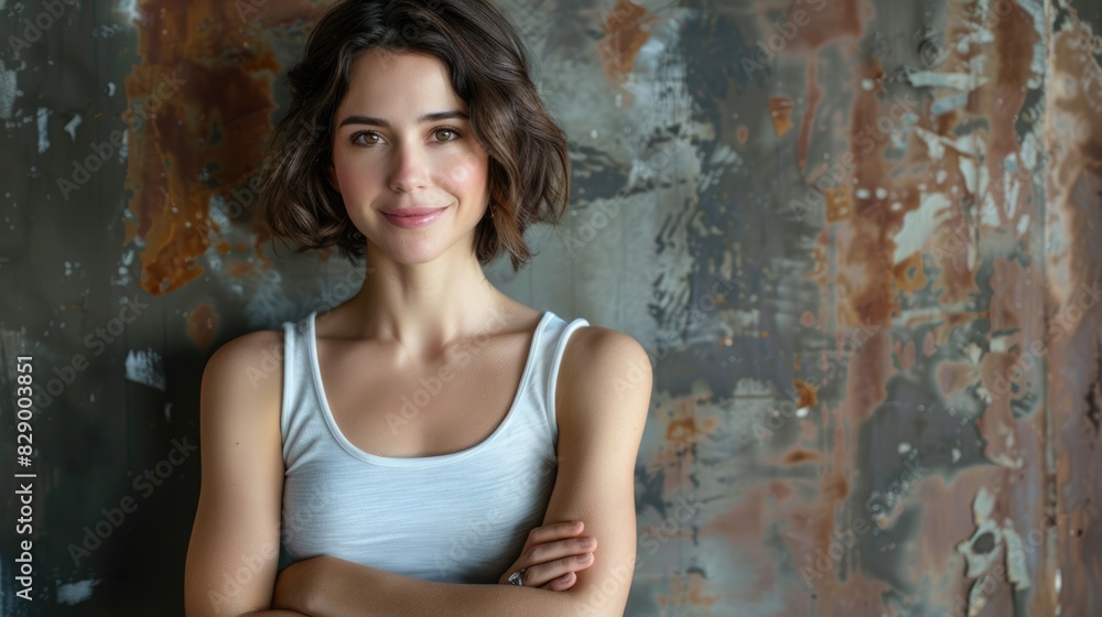 Fototapeta premium Single White Female. Beautiful and Charming Caucasian Woman Posing Confidently