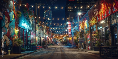 Wallpaper Mural Vibrant Nightlife in the Art District, generative ai Torontodigital.ca