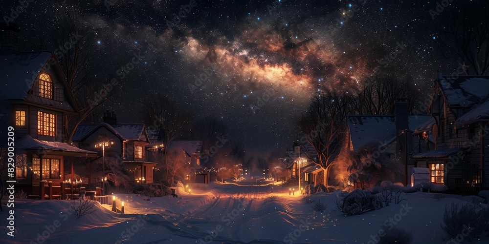 Candlelit Neighborhood Chat at Night, generative ai Candlelit Neighborhood Chat at Night, generative ai
