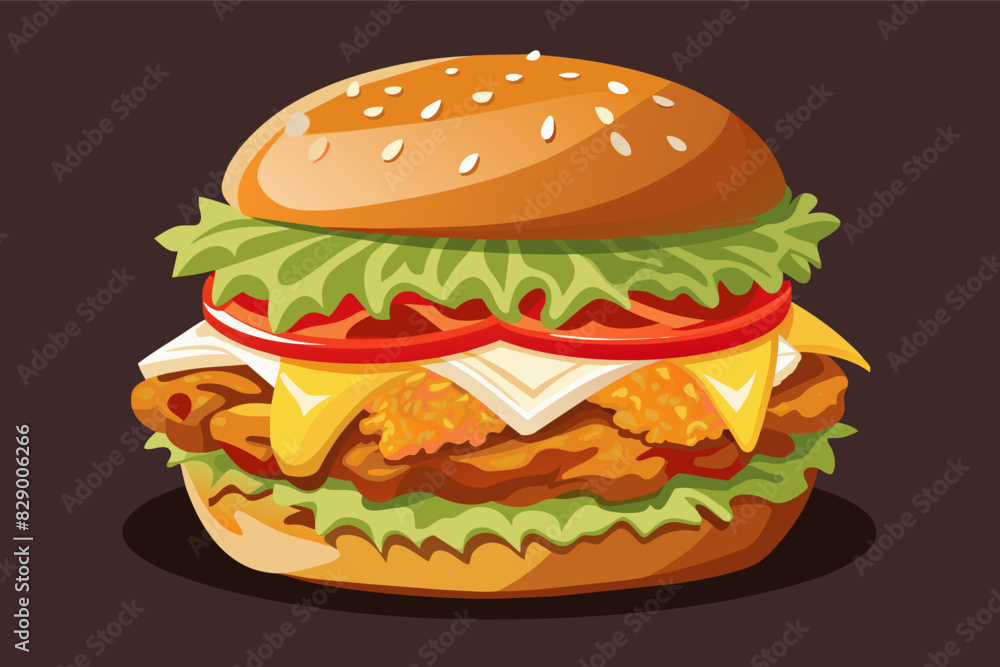 a hamburger with cheese and lettuce on it, A hamburger topped with cheese and lettuce. a hamburger with cheese and lettuce on it, A hamburger topped with cheese and lettuce.