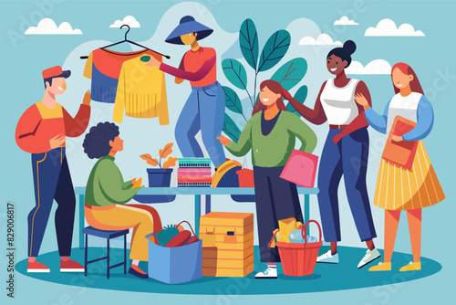 a group of people shopping in a store, A gathering of individuals engaging in retail therapy at a shop.