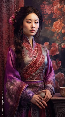asian woman in traditional clothes