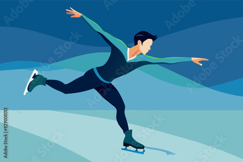 a man is skating on a blue ice rink