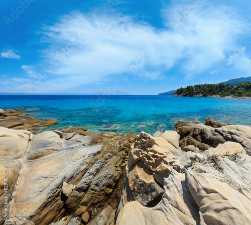 Aegean sea coast landscape, near Karidi beach (Chalkidiki, Greece). photo