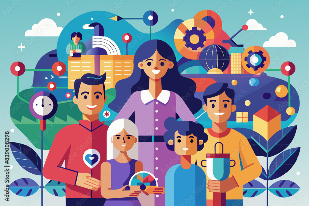 a group of people standing together with a globe and a map, A collective of individuals assembled holding a globe and a map. a group of people standing together with a globe and a map, A collective of individuals assembled holding a globe and a map.