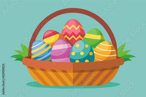 a basket filled with colorful easter eggs, a basket filled with colorful easter eggs