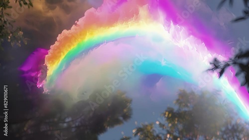 A rare and breathtaking sight the circumzenithal arc displays a reversed rainbow in the sky. photo