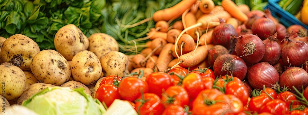 close-up of vegetables in the shop window. Selective focus close-up of vegetables in the shop window. Selective focus