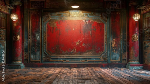 Empty Room With Red Walls and Wooden Floors