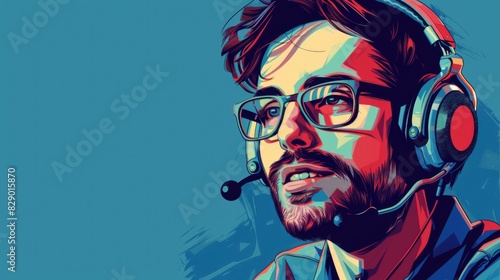 Wallpaper Mural A man wearing headphones and a headset, suitable for technology concepts Torontodigital.ca