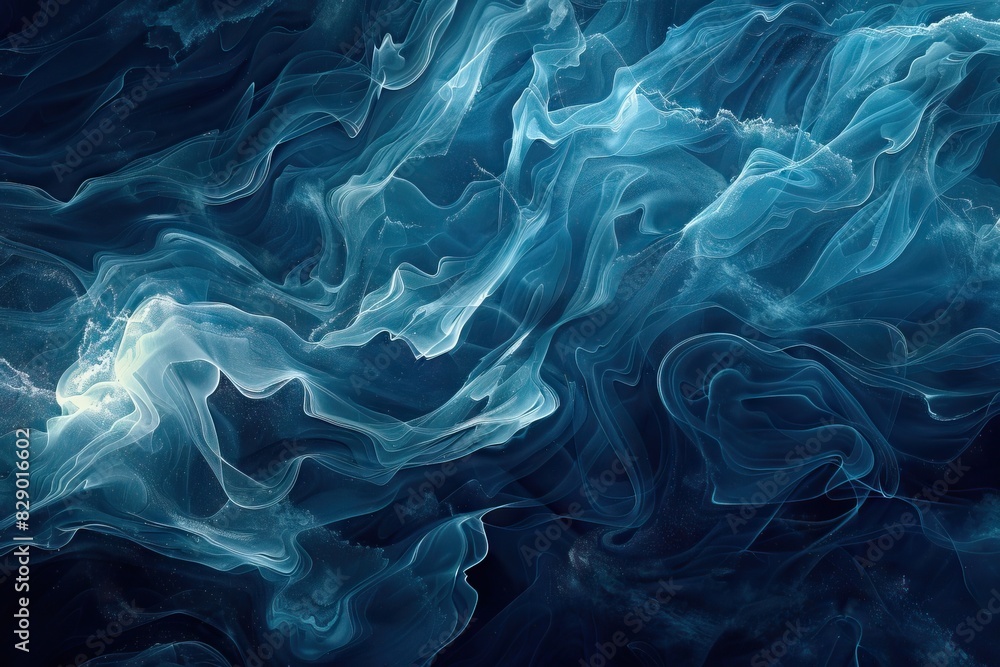 Obraz premium Blue waves abstract background texture. Print painting design fashion.