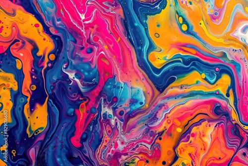 Vibrant fluid acrylic painting background with colorful marbling texture.
