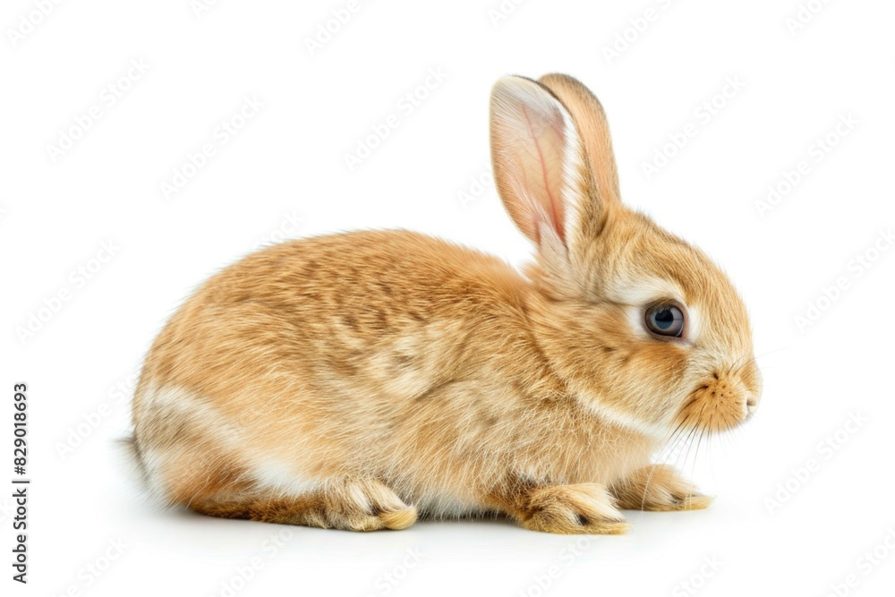 Cute small rabbit sitting on a white surface, suitable for various uses Cute small rabbit sitting on a white surface, suitable for various uses