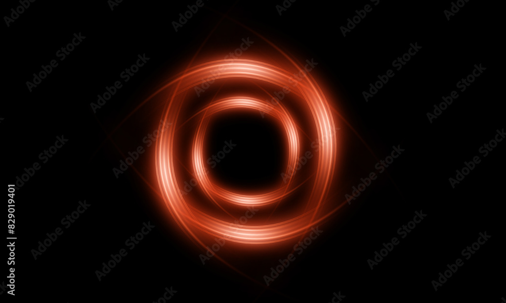 Abstract golden light circle, black background. Abstract golden light circle, black background.