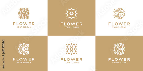 Set of floral flower ornament beauty luxury logo