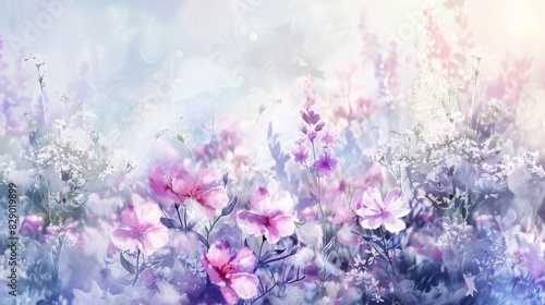 Bright Floral Watercolor Painting Displaying Colorful Spring Flowers In Bloom