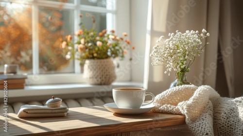A Cup of Coffee on Wooden Table