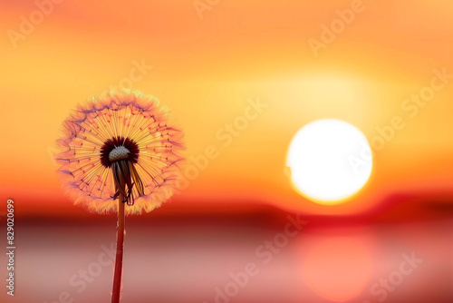 dandelion on sunset background